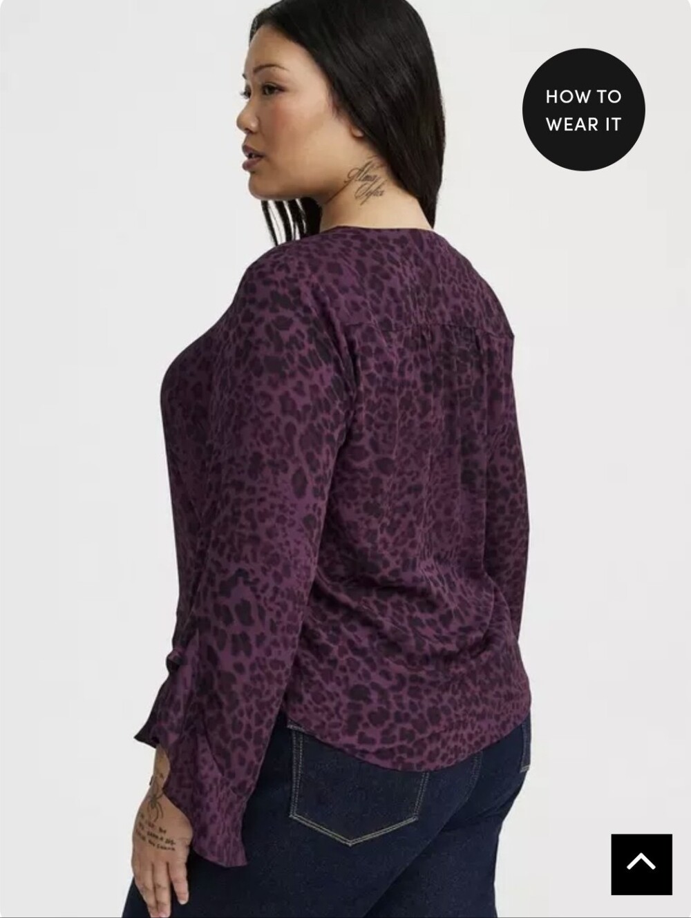 torrid Harper Plum Leopard Print V-Neck Ruffle Sleeve Blouse Size 1X - Picture 2 of 11